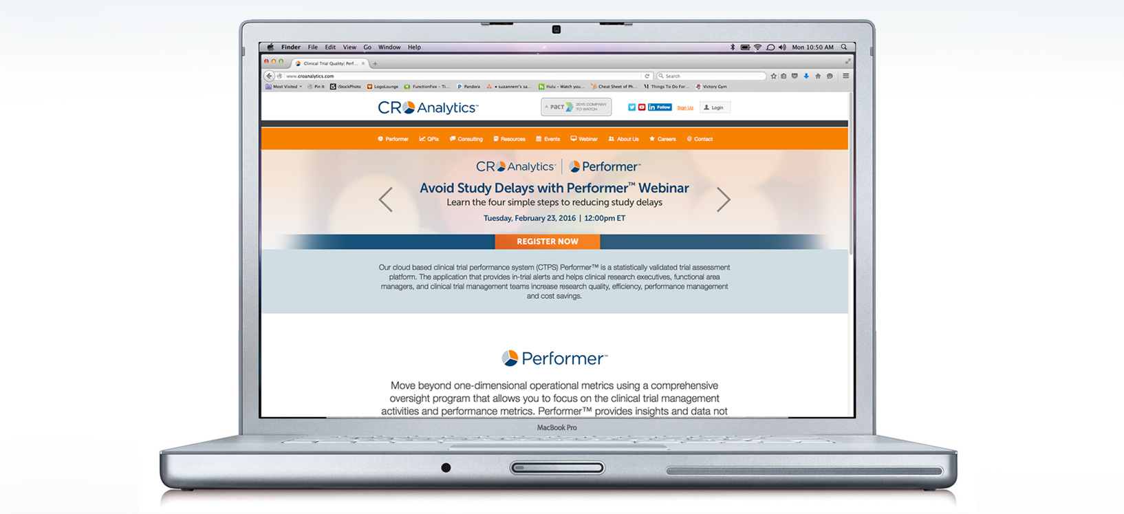 CRO Analytics homepage on laptop