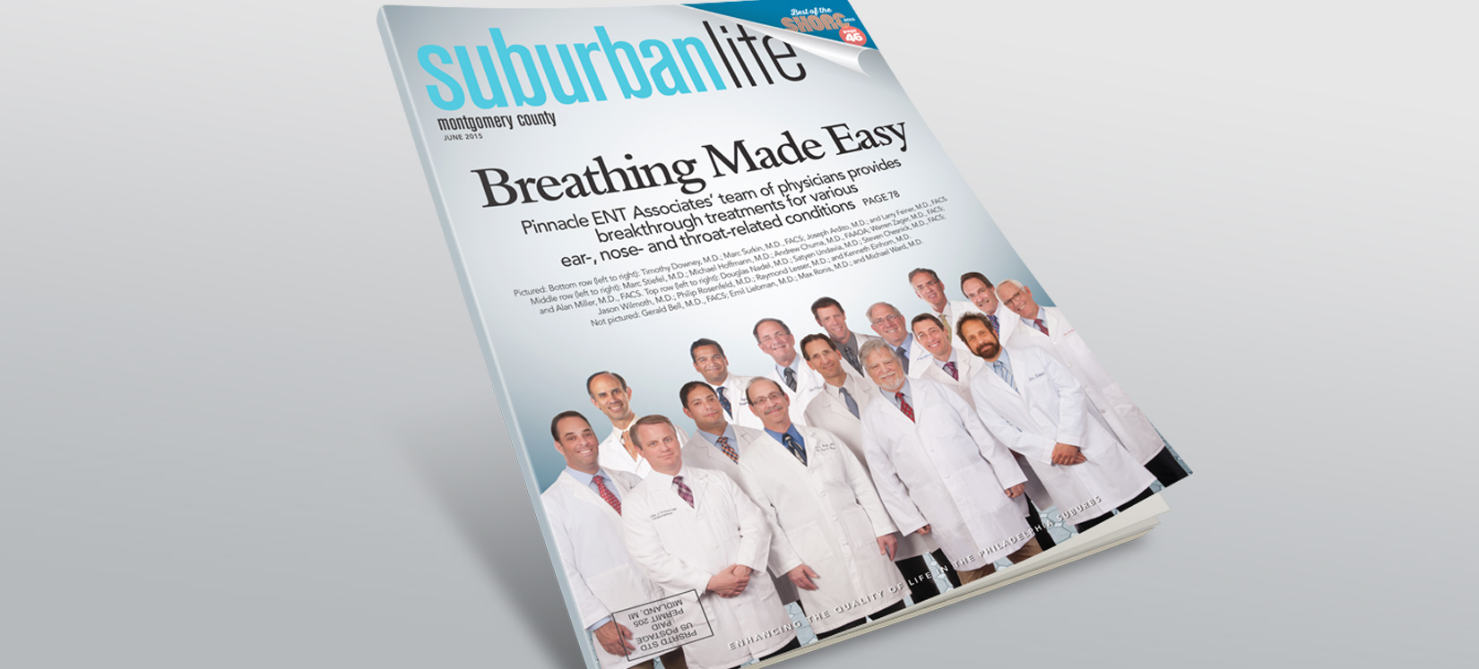 pinnacle ENT associates photo on Suburban Life magazine cover
